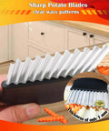 Kitchen crinkle cutter with ergonomic black handle and stainless steel wavy blade for potatoes and other vegetables
