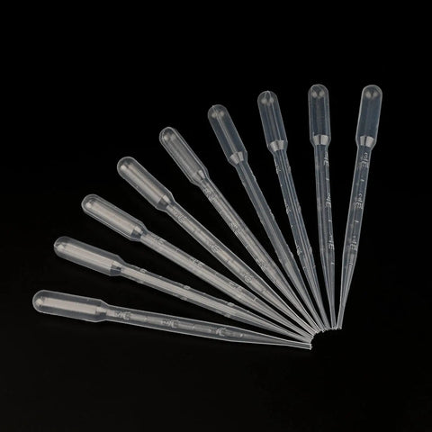100 Pack 3ml Disposable Plastic Pipettes With Graduated Measurements For Science Labs And Home Experiments Ideal For Essential Oils Cosmetics Makeup Transfer DIY Projects Soft Polyethylene Droppers arranged fan-shaped