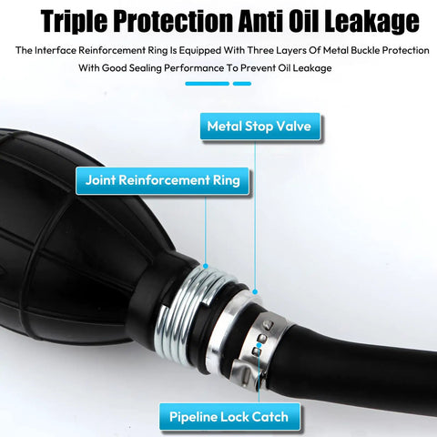 Rugged Universal 6.89 Ft Fuel Line Kit For Marine Outboard Boats And RVs With Primer Bulb, Clamps And Connector, 5/16 In Inner Diameter (8 Mm), 7/16 In Outer, Low Permeation Rubber Hose Ethanol Ready, Yamaha Compatible