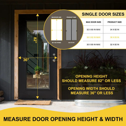 Measurement guide for installing Magnetic Screen Door for French Doors, Reversible Left Right Opening, Fits 72 by 80 Inch Doors