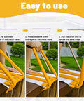 Standing Seam Roof Locker Tool For Metal Panels being used on eave edge, showing sequence of steps for locking and hemming.