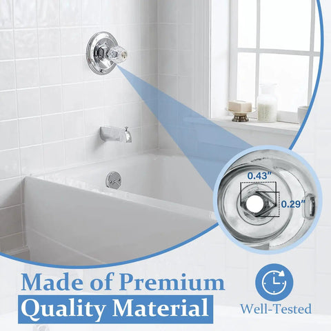 Single Shower Knob Replacement Kit For 600 Series Tub And Shower Faucets with clear acrylic knob and precise fit measurements