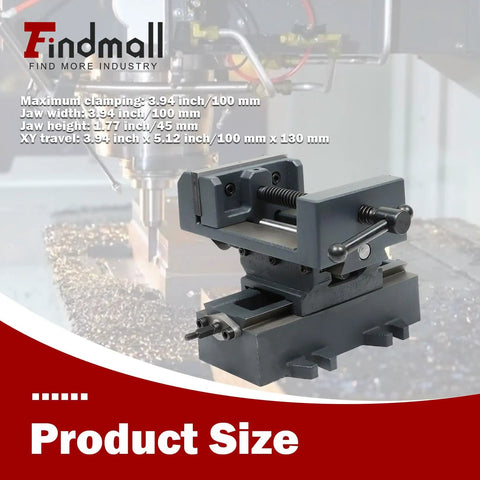 Heavy Duty 4 Inch Cross Slide Drill Press Vise XY Compound Benchtop Clamp For CNC Milling And Drilling Machines And Other Mechanical Equipment 100 mm Jaw Three Point Nine Four Inch Travel Cast Iron Construction