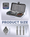 Do It All 40 In 1 Magnetic Ratchet Screwdriver Set with detachable alloy handle, shown with dimensions and S2 steel bits case.