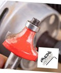 Close-up of Router Bit Bearing Guide Kit Replacement Set Built To Last For Top Mount Durable Steel Bearings in use on router