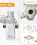 Drain Pump Replacement For Washer Fits GUD27ESSM1WW GTUN275EM GTUP240EM GTUP270GM And Kenmore 26615322 Easy Install No Fuss Durable Pump For Smooth Quiet Draining, white plastic washer pump size diagram