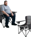 Two Pack Heavy Duty Oversized Camping Chairs For Adults Up To 400 Lb Capacity featuring lumbar support and side pocket in black