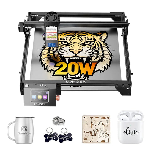 20W Laser Cutter And Engraver With 3.5 Inch Touch Screen Offline Use 24000 Mm/min Speed CNC DIY Engraving Machine showing engraving work
