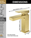 Dimensions of Brushed Gold Single Hole Bathroom Faucet With Pop Up Drain, Modern One Handle Vanity Sink Tap, Deck Plate Included