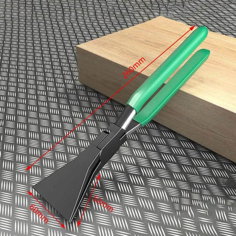 Sheet Metal Seaming Pliers With Straight, 45 Degree And 90 Degree Jaws for DIY workshop, shown on a metal surface.