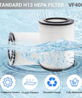 VF4000 Replacement H13 HEPA Filter For Wet Dry Shop Vacuums with water splash showcasing durability and features