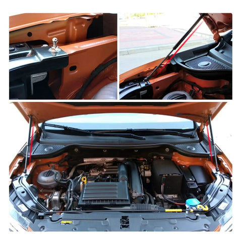 Gas Lift Support Hardware Kit With 4 Metal 13mm Ball Studs Washers And Nylock Nuts installed on car hood