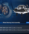 Front Wheel Hub And Bearing Assembly For 2009 2010 Ford F150 4WD 6 Lug ABS Front Axle Replacement 515119 displayed
