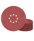 9 Inch 225mm Professional Sanding Discs With 8 Holes For Super Smooth Finish 1200 Grit High Quality Paper Wheel Set Of 50 Pieces laid out in stack.