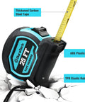 Magnetic Tape Measure 25 Ft With Fractions 1/8 Inch, Retractable, dual-sided with shock resistant ABS plastic and TPR rubber case.