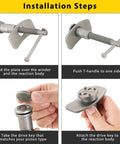 Disc brake caliper piston wind-back tool with T-handle and mounting plate, metal gray, for brake pad replacement