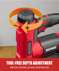 Cordless 18 Gauge Brad Nailer And Electric Stapler Duo With 2.0Ah Battery Charger Skip Tank Drama And Ready To Rock Bulk Fastener Kit for tool-free depth adjustment feature.