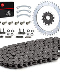 Heavy Duty O Ring Drive Chain And Drive Sprockets Kit For Warrior 350 YFM350X ATV 1989 2004 Gray Includes 520 O Ring Chain 40T Rear Sprocket And 13T Front Sprocket Replacement, shown with hardware and washers