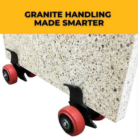 Clip N Roll Utility Cart With Steel Axle And Polyurethane Wheels 500 lb capacity for granite slabs.