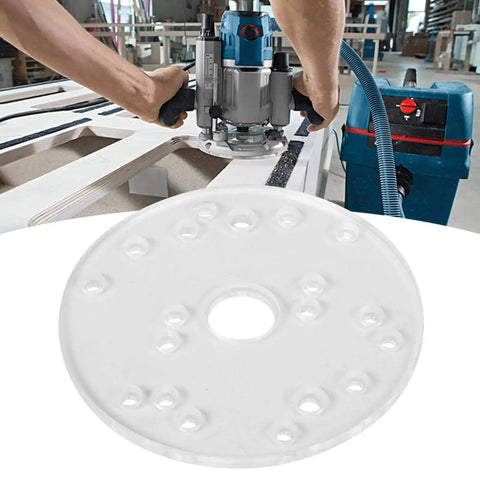 Universal Transparent Acrylic Router Base Plate Kit With 164mm Diameter And 7.5mm Thickness in a workshop