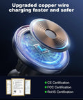 Heavy Duty 15W MagSafe Car Phone Charger Featuring Badass Magnetic Vent Mount with Dual PD and QC Fast Charging Ports close-up of copper wire charging surface.