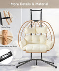 Two Person Egg Chair With Adjustable Footrest And Stand For Outdoor And Indoor Use Rattan Hammock Swing Loveseat with Cushions