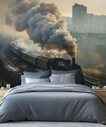 Steam Train Wall Mural With Vintage Locomotive On City Tracks 3D Look For Living Room And Bedroom Dope Large Wallpaper 250x175 Cm