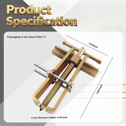 Built Tough 4 Inch 2 Jaw Gear Puller Adjustable High Strength Pulley Puller Tool dimensions diagram