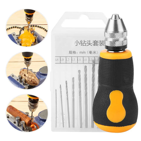 Handy Drill Set With Ten Piece Bit Kit Portable Micro Drill Tool Nonslip Handle For Art And Craft Projects Precision Pin Vise with 10 bits