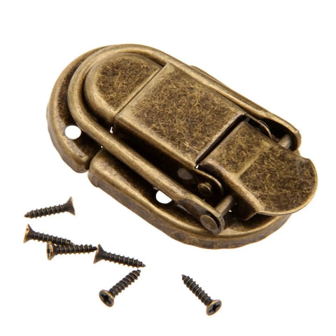 Vintage Bronze Key Hasp Lock Set 5Pcs Antique Hasp Latch Catch Clasp With Screws 60x34mm Built To Last for Projects closeup