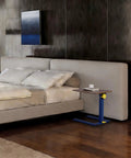 Rolling End Table From 100 Percent Solid Wood With Height Adjustable 19.8 To 29.7 Inches next to a bed, showing C table design