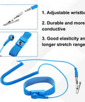 10 Pack Anti Static Wrist Straps Blue 7.9 Inch Perimeter With Alligator Clip ESD Safe Wristbands Adjustable 1.8M details