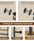 Installation fittings for Industrial Pipe Wall Mounted Closet System With Retractable Rods And Heavy Duty Metal Mesh Shelves.