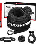 Beefed Up 8500Lbs 50 Feet 3 16 Inch Synthetic Winch Rope Kit with Forged Hook and Fairlead, UV sleeve, UHMWPE cable.