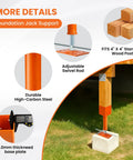 2 Pack 4X4 Adjustable Screw Jack Posts For Leveling Homes, showing durable steel, adjustable rod, and thick base plate.