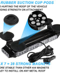 16.8 Inch LED Strobe Light Bar With 26 Flashing Modes High Intensity Emergency Hazard Beacon for Cars with suction pods and magnets