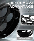 Close-up of Smooth Operator Six Inch Bi Metal Hole Saw Kit showing chip removal design for efficient wood and metal drilling.