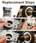 Step-by-step guide for installing Two 54mm Silicone Steam Rings Replacement Gasket For 54mm Group Head Espresso Machines.