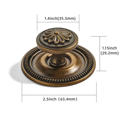 Old School Antique Brass Cabinet Knobs With Backplates 2.5 Inch 10 Pack Vintage Drawer Knobs For Cabinets Closets Dressers And Bi Fold Doors Durable Zinc Alloy Hardware