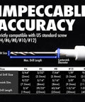 Chart showing bit size details for Pro Countersink Drill Bit Set With Carbide Tips For Woodworking Includes Sizes Four Six Eight Ten And Twelve