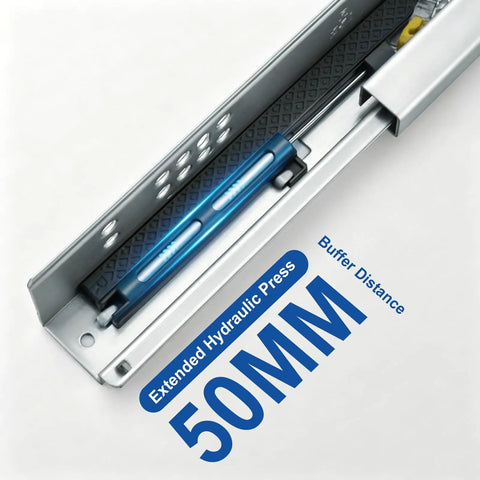 Two Third Extension Drawer Runners With Heavy Duty Soft Close Undermount Slides For Smooth Quiet Operation, Ball Bearing Rails, Durable Steel Tracks And Full Extension To Max Out Your Drawers. 500MM steel drawer slide with hydraulic buffer