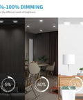 5%-100% dimming range of 4 Inch LED Disk Light Dimmable Flush Mount Ceiling Light 10.5W 650 Lumens 3000K in various rooms