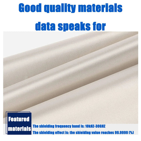 Close-up of copper-infused EMF shielding fabric for high frequency protection and wireless signal blocking.