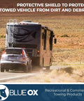 Heavy Duty Vinyl Tow Bar Cover for Alpha 2 Alpha Aladdin and Aventa XL Tow Bars in action, protecting vehicles on desert road