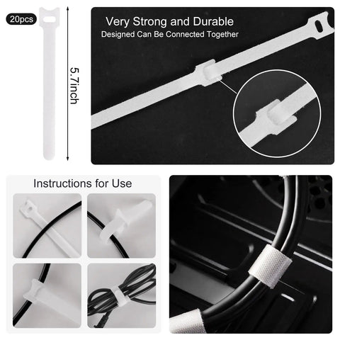 All In One Cable Management Kit With 2 Durable Sleeves 100 Zip Ties 15 Adhesive Clips 10 Cable Clips And 10 Reusable Ties for TV