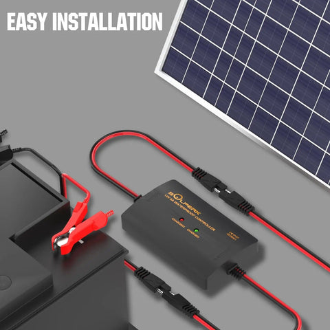 8A 12V Solar Charge Controller with LED Display IP67 waterproof PWM regulator connected to solar panel and battery for RV boat use