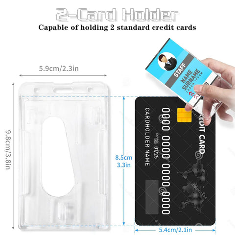 Heavy Duty Retractable Lanyard For ID Badges And Keys With Breakaway Safety, showing two card thumb slot badge holder dimensions