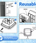 Diagram of 1043 Super Humidifier Wick Filter Replacement For Aircare Bemis Essick showing installation and reusable design