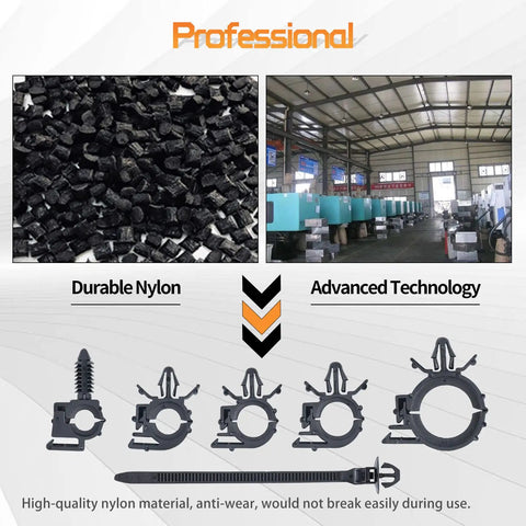 60 Pcs Automotive Wire Loom Clips Set With 5 Size Options From Three Eighths To Three Quarters Of An Inch nylon material display