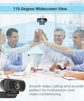 1080P HD Webcam With Built In Microphone And Sturdy Tripod, Full Glass Lens Delivers Sharp Video For Zoom Calls, showing multi-person video conferencing.